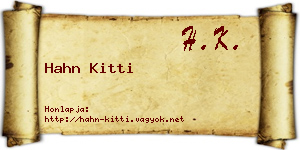 Hahn Kitti névjegykártya